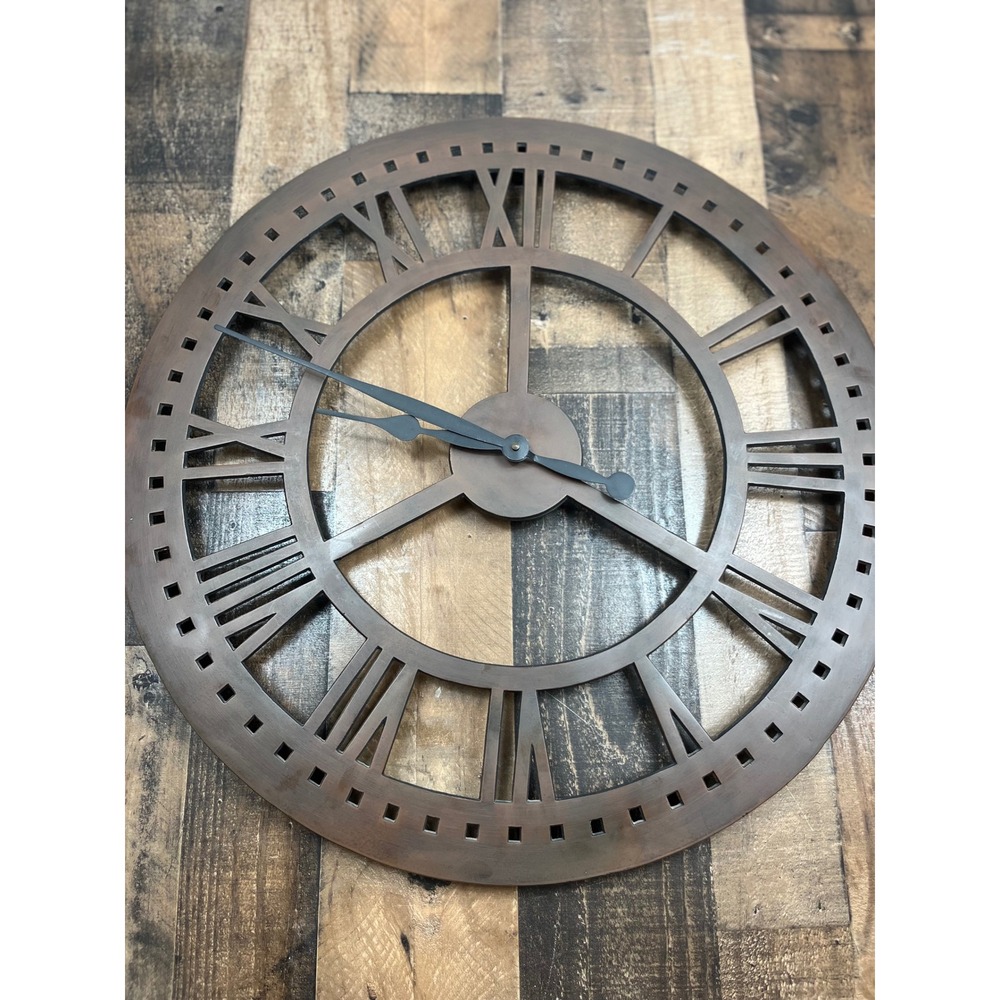 Takane Bronze Metal Roman Numeral Skeleton Wall Clock 18 Inch Industrial 200303